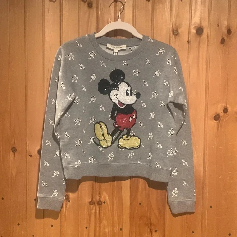 New NWT MARC JACOBS Mickey Mouse Disney eyelet sequin crewneck sweatshirt small